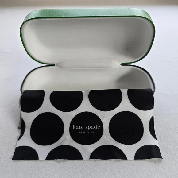 🆕️ Kate Spade New York Green Hard Shell Eyeglass Case with cloth. Case only. - Picture 6 of 7